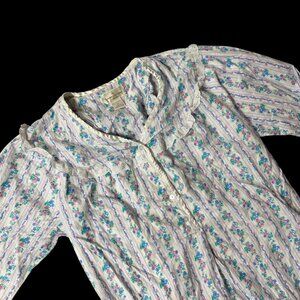 Vintage Floral Nightgown Medium 1980s Cotton Hong Kong Lauren Rogers Granny